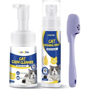 Cat Acne Chin Treatment,Removes Cat Chin Blackheads with Cat Grooming Spray,Equipped with Cleansing Brush,Cruelty-Free and Freshness