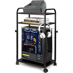 PC Stand 3-Tier Computer Tower Stand Height Adjustable CPU Stand with Locking Caster Wheels for Office Home Fits Most PC