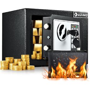 Safe Box, Small Safe for College Dorm Room, Money Safe with Fireproof Safe Bag for Cash or Document, Keys &Pass Code Home Safe with Wall Safe Kits, 0.23Cu Ft Hidden Safe for Home Office Hotel Business