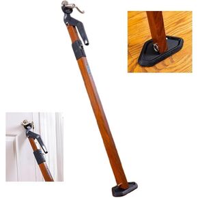 Super Heavy Duty Security Door Wood Grain Finish Lock Bar Fully Adjustable Door Stopper Device for Home Defense for Residential and Commercial Use to Protect Against Forced Entry