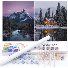 BAISITE Paint by Numbers Kit for Adults Beginners,12" Wx16 L 2 Pack Canvas for Painting Kits for Adults in Colorful Box-PBN281-282