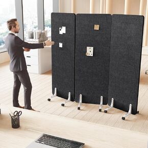 70.8 "W × 63" H قسمة قسمة مقسمات ، ألواح صوتية مع عجلات ، 3 لوحات خصوصية مقاومة للصوت للمكتب ، غرفة الاستقبال ، المدرسة ، المستشفى ، رمادي داكن