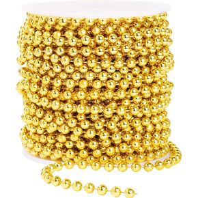 Faux Gold Pearl Beads Garland - 6mm Christmas Tree Beads 22 Yards Gold Pearl Strands Spool Pearl String Bead Roll for Wedding Party Christmas Tree Decoration(6mm 22Yards, Gold)