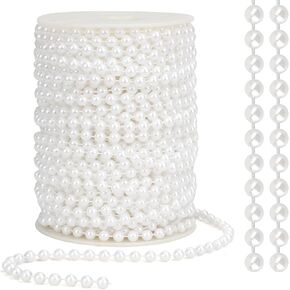Pearl Garland, 6 MM White Faux String of Pearls, 78 FT Pearl Garland for Christmas Tree, Pearl Strands Spool Pearl String Bead Roll for Backdrop Centerpiece Flowers Wedding Party Decoration DIY Craft