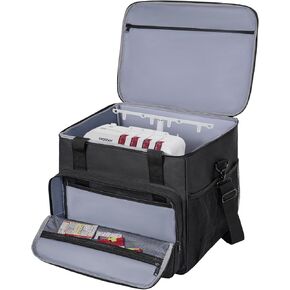 GMAK Serger Carrying Case, Universal Serger Storage Bag with Base Padding Pad, Storage Pockets, Travel Case with Shoulder Strap for Most Standard Overlock Sewing Machines and Accessories, Grey Dots