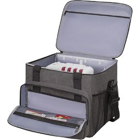GMAK Serger Carry Caseing ، حقيبة تخزين Serger Universal مع وسادة الحشو الأساسية ، جيوب التخزين ، علبة سفر مع حزام الكتف لمعظم آلات الخياطة والملحقات الرمادية القياسية ، النقاط الرمادية