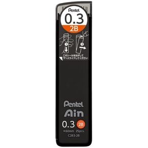 Pentel Ain Leads Refill for Mechanical Pencil | 0.3mm | 2B | 25pcs