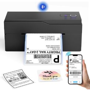 Bluetooth Thermal Shipping Label Printer – Wireless 4x6 Shipping Label Printer for Small Business & Shipping Packages, Support Android, iPhone and Windows, Widely Used for Amazon, Ebay, Shopify, Etsy