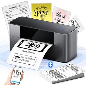 245BT Bluetooth Thermal Shipping Label Printer, Wireless 4x6, Monochrome, Compatible with Amazon, Ebay, Shopify, Etsy, USPS