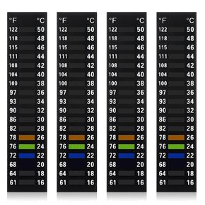 TIESOME 4Pcs Aquarium Thermometer Strip, 61-122℉(16-50°C) Thermometer Sticker Adhesive Thermometer Strip for Home Fish Tank and Aquarium