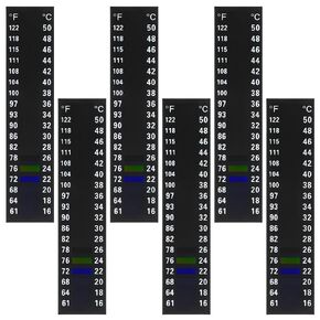6 PCS Aquarium Thermometer Strips, Adhesive Fish Tank Thermometer Stickers, Horizontal Stick On Thermometer Strip Reptile Thermometer for Aquariums, Kombucha, Brewing, Wine, Beer
