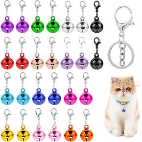 26Pcs Cat Dog Collar Bells, Loud Bell for Cat Collar, Pet Bell Collar Charms with Loud Crisp Sound, Pet Tracker Bells, Keychain Hanging Lobster Buckle Bell