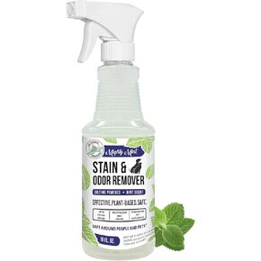 Mighty Mint Stain & Odor Remover, Natural Enzyme Spray Safely Neutralizes Odor and Stains from Dogs, Cats on Carpet, Furniture, Natural Peppermint Scent, 16oz