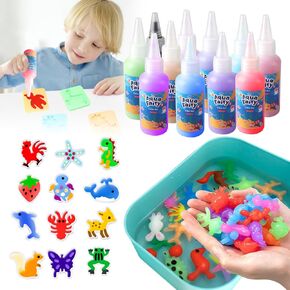 VEEBASY Magic Water Toy Kit, 60ml Magic Water Set with 18 Shape Molds, Handmade Water Toys Modern Mint, Handmade Water Toy,Creative Magic Water Toy Creation kit for Kids Birthday Gifts（12PCS）