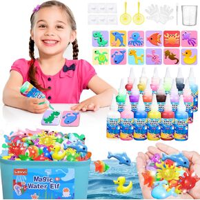 Lovyi Magic Water Elf Toy Kit,Aqua Fairy Water Gel Kit,DIY Squishy Maker with 18 gels &12 Shape Toolings,Magic Gel Water Pets,Squishy Making kit,Toys for Boys&Girls,Birthday Gifts for Kids Ages 5-8