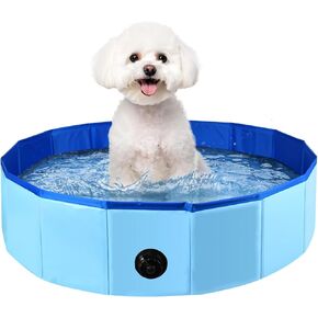 32 x 8 Inch Foldable Dog Pool, Pet Swimming Pool, Portable Dog Pool, PVC Collapsible Pet Pool for Indoor and Outdoor Cat and Dog Shower Bathtub (Blue, 32 x 8in)
