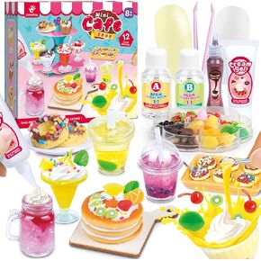 12 Making Mini Food Toys Set, DIY, Resin Play, NOT Edible, Kitchen Pretend Play Food Set for Kids Age 8-13, Birthday for Girls, 8 9 10, Make Your Food