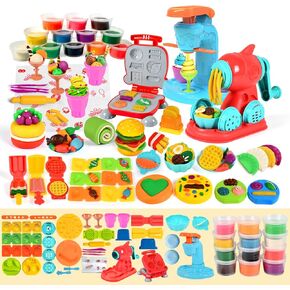59 PCS 3 in 1 مجموعات العجين للأطفال الذين تتراوح أعمارهم بين 2-4-8 ، مجموعة أدوات العجين الحرف الفنية ، الآيستيك آيستيت ألعاب صانع الصانعون ، المطبخ إبداعات الطعام لعب الأطفال الصغار الأولاد