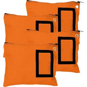 BankSupplies Canvas Zipper Bags | 12W x 9H | Set of 4 | Large Storage Bags | Grommet for Zip Tie & Padlock | 5W x 3H Framed Cardholder | Zipper Closure | Bank Bags