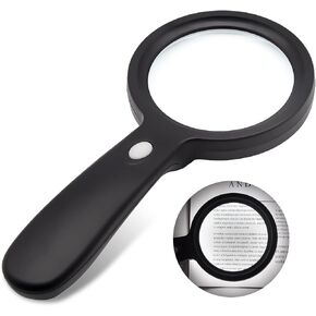 Magnifying Glass with Light, 10X Handheld Large Magnifying Glass 12 LED Illuminated Lighted Magnifier for Macular Degeneration, Seniors Reading, Soldering, Inspection, Coins, Exploring