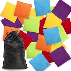 Coloch 24 Pack Cornhole Bean Pags for Resfering ، 3.9 "× 3.9" حقيبة فول لإلقاء اليد مع حقيبة حمل على القماش الأكياس للحفلات ، والألعاب المتنوعة ، والألوان المتنوعة