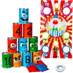New-Bounce Bean Bag Can Toss Games - Carnival Outdoor Games for Kids and Adults - 2 in 1 Family Party Game Set Multicolored