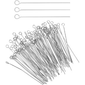 200pcs eyepins لصنع المجوهرات ، دبابيس العين الفولاذ المقاوم للصدأ ، دبابيس رأس 45 مم/1.77in لصنع المجوهرات ، دبابيس العين المسطحة لصنع المجوهر