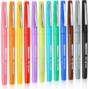TWOHANDS Felt Tip Pens Fine Point, Assorted Colors Fineliners, Medium Point 0.7 Millimeter Markers for Coloring, Journaling, Note Taking, 22004