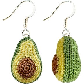 Handmade Avocado Crochet Earrings - Cute and Fun food Earrings, Unique and Quirky Jewelry,Birthday Gift for Women