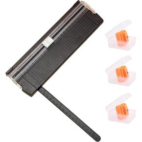 A5 Paper Cutter with 3PCS Replacement Blades, Portable Paper Trimmer with Side Ruler for Scrapbooking Craft, Paper, Coupon, Label, Cardstock