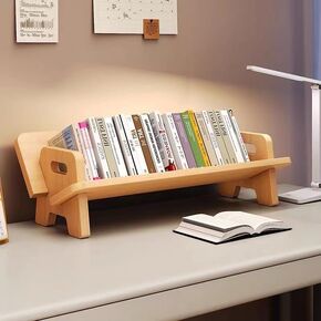Wood Solid Minimalist Bookshelf - مكتب المكتبة المنظمة المكتبية ، رف تخزين دعم الكتب المكتبية ، لون الخشب الطبيعي ، مناسب للمساحات المنزلية والمكتبية.