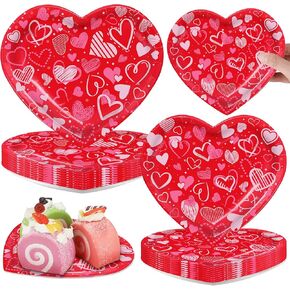 48 مساءً لوحات Valentine's Heart Plates Party Supplies Red Heart Paper Tablemond in Kuwait