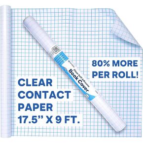 Clear Contact Paper 17.5 in x 9 ft - Clear Contact Paper Peel and Stick, Book Cover Protector for Crafts, Self Adhesive for Books and Textbook Covers - Enday