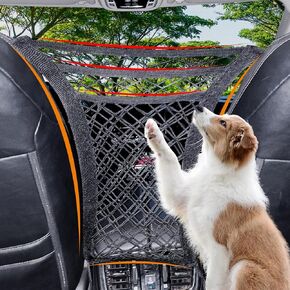 Dog Car Net Barrier, Car Barrier Net for Dog 11.81 x 9.44 inches Pet Barrier with Safety Mesh Organizer for Cars SUVs, Keep Pet Dogs in The Back Seats