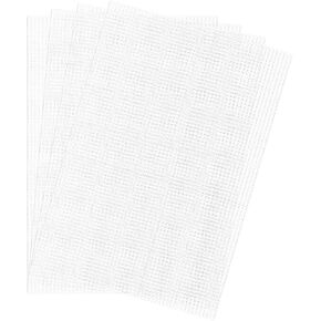 4 Pcs Needlepoint Canvas Mesh Mask Black Mesh Fabric 11.8 X 7.8 Inch Plastic Canvas Sheets for Crafts DIY Crochet Projects Embroidery Making(White)
