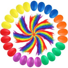 Augshy 60 Pcs Egg Shaker Musical Instruments for Kids, 36 Packs Maracas Eggs with 24 Packs Dance Scarves for Kids Music Learning Birthday Gifts Christmas Easter Party Favors