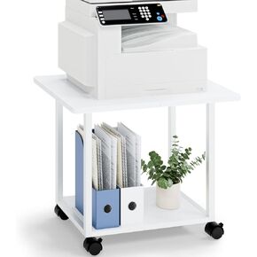 MARTY 22"x15.75" Large Under Desk Printer Stand with Storage Shelf 2-Tier Rolling Printer Cart with Wheels Printer Table for Home Office Heavy Duty Storage Rack for Scanner Fax Machine, Black
