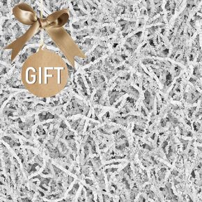 PEASUG Crinkle Paper Filler, 5OZ Crinkle Cut Paper Shred Filler, White Shredded Paper for Gift Baskets, Crinkle Paper Gift Basket Filler for Birthdays, Weddings, Boxes Bags