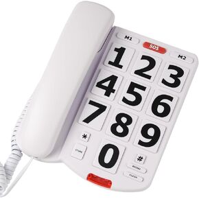 Landline Phone, Big Button Phone for Seniors, Telephone Can One-Touch Dialling with 9 Piction, Suitable for People with Vision Disorders/Hearing Damage, Corded Phone Can Be Used for Home, Office