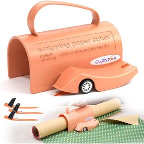 Wrapping Paper Cutter with 3 Replaceable Blades, Slider Wrap Cutter for Gift Wrapping Accessories, Gift Wrap Cutter Tool for Holiday Birthday Christmas Gift Wrapping Women Men