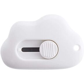 White Mini Cloud Box Cutter, Portable Utility Paper Cutter, School Stationery Paper Cutter for Packages, Letters and Cardboard Boxes Opening Paper Roll Cutters Letter Openers