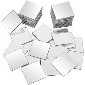 100Pcs Mini Size Square Mirror 1 Inch Adhesive Small Square Mirror Acrylic Craft Mirror for Crafts and DIY Projects Supplies Home Decoration