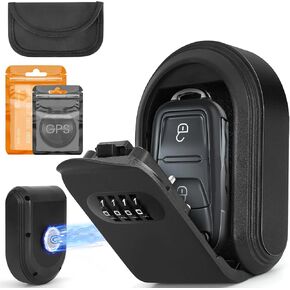 Magnetic Key Box Hider Under Car with 4 Digit Combination with Strong Magnet Lock Box Hide A Key Outdoors Or Indoors Waterproof with Signal Shield Bag Magnetic Key Holder