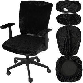 Tallew 4 Pcs Office Chair Covers Set Computer Universal Protective Stretchable Chair Seat Covers Desk Chair Armrest Covers Slipcovers Pads Office Cushion Backrest for Rotating Chairs ()