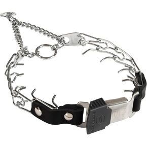 Herm Sprenger Prong Collar for Dog Training with Easy Quick Release Cliclock & Swivel Ring - German Made Dog Collar with Chrome Plated Stainless Steel 2.25mm Prongs for Small/Medium Dogs (13-19" Neck)