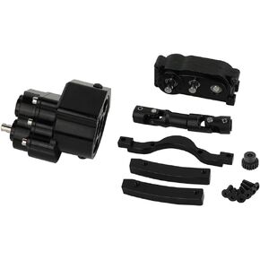 All Metal Front Planetary Motor Transmission Prefixal Gearbox Transfer Case with Hardened Steel Drive Shaft for 1/10 RC Crawler Car Axial SCX10 & SCX10 II 90046 Upgrade Parts (Black)