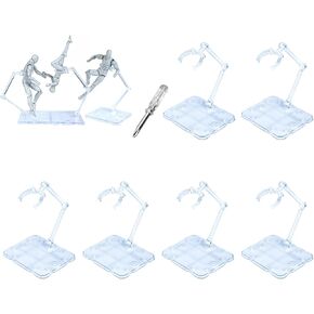 Action Figure Stands,Assembly Required 6 Pcs Action Figure Display Holder Base Doll Model Support Stand Compatible with SHF HG RG SD Gundam 1/44,Clear