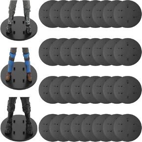 32 Pieces Plastic Action Figure Display Stand Base ,Multi-PEG Model Support Stand Compatible with 6 inch Star Wars Black Series Figure Toy (32PCS-Black-Round)