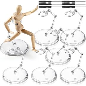 6 Set Action Figure Stand with Screwdriver Plastic Doll Stand Doll Display Holder Base Clear Action Figure Accessories for 1/144 Hg/RG Model Toy(Round)