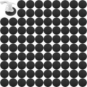 SIXPOINTS 100 Pieces Round Plastic Model Bases 25mm or 0.98inch,Figure Display Stands Compatible with Gaming Miniatures or Wargames Role Playing Board Game Figure Toy (100PCS-25MM-BLACK)